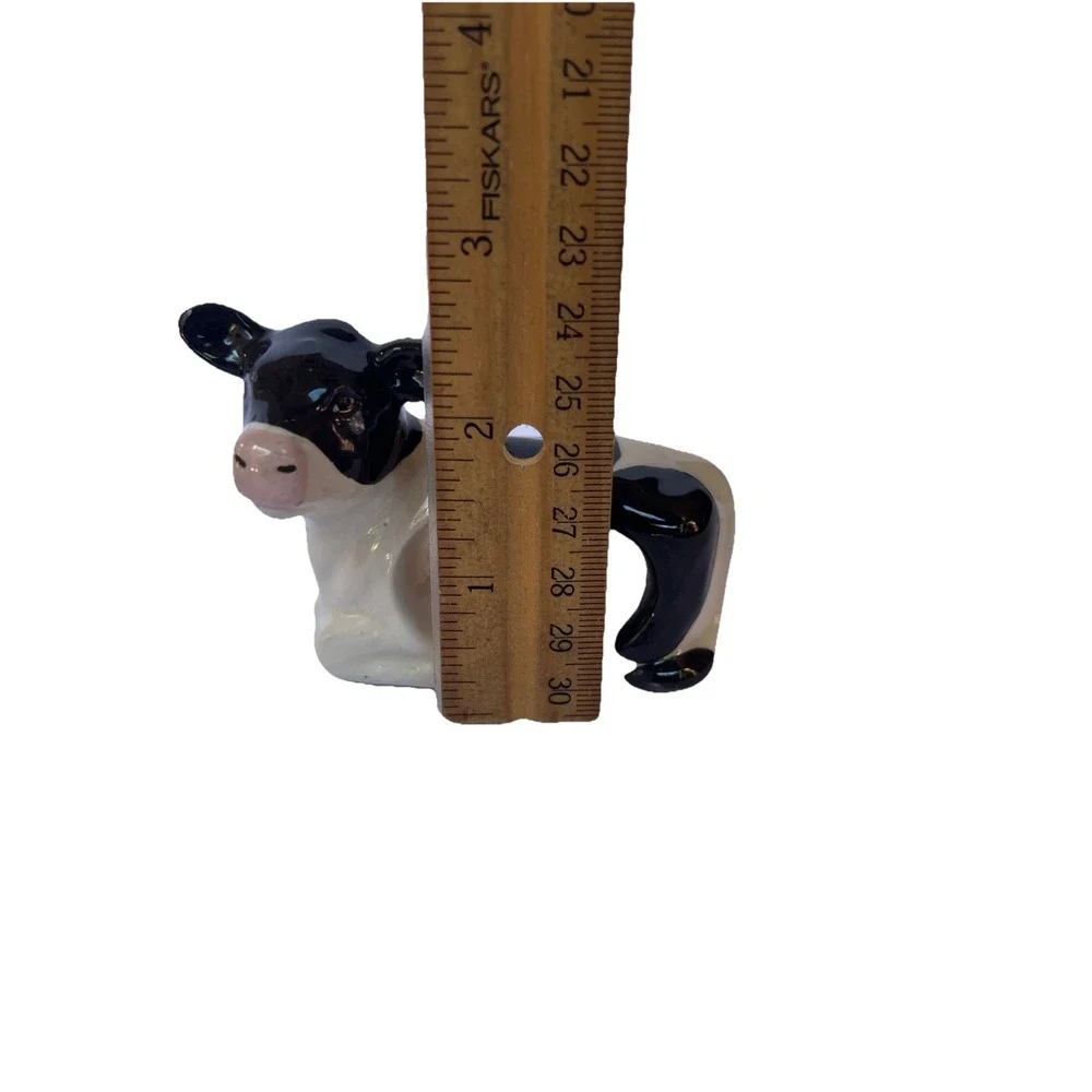 Holstein Dairy Cow Napkin Rings Set Of 6 Ceramic Farmhouse VTG Country Decor